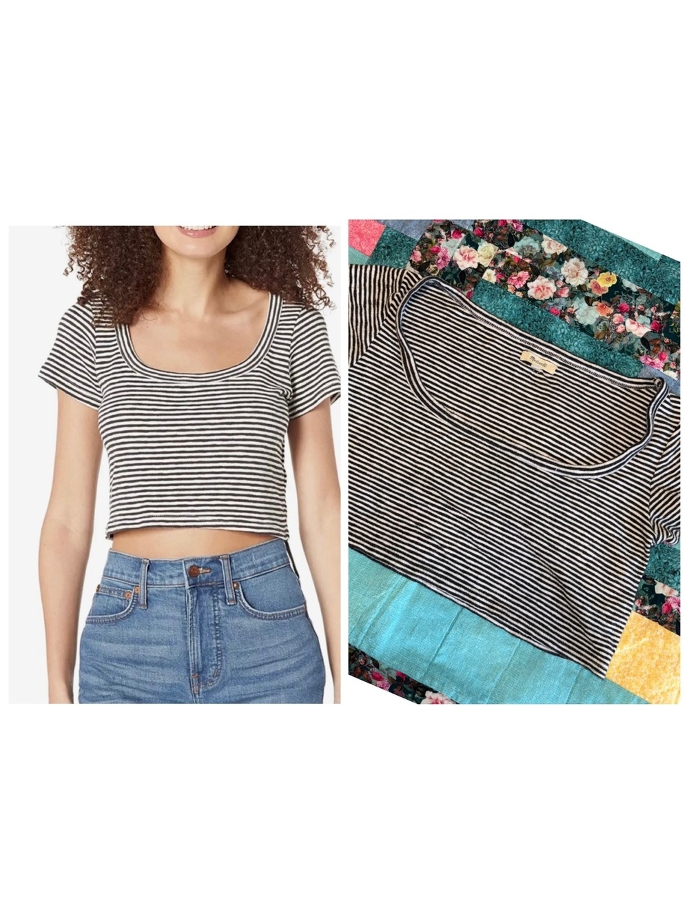 Madewell Women's Small Striped Scoop Neck Summer Sylish Crop Top Woman’s Size S